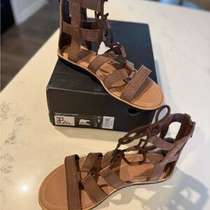 Sorel Brown Lace-Up Gladiator Sandals
